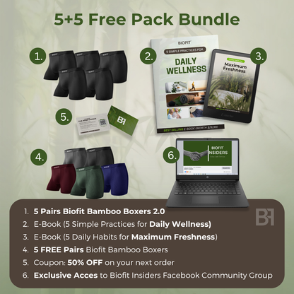 BIOFIT® Bamboo Boxers 2.0 Red | 5 Pack + 5 FREE