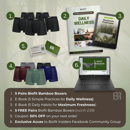 BIOFIT® Bamboo Boxers 5-Pack Multicolor | + 5 FREE